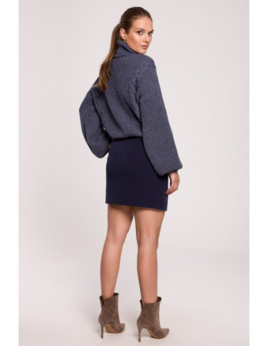 K113 Sijonas su diržu ir sagtimi - tamsiai mėlynas 2