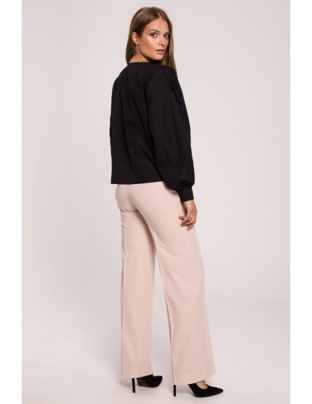 K115 Marškinėliai su bufetinėmis rankovėmis - juodi