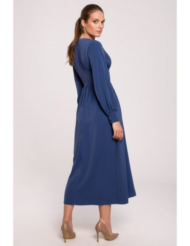 K118 Maxi suknelė su V formos iškirpte - mėlyna 2