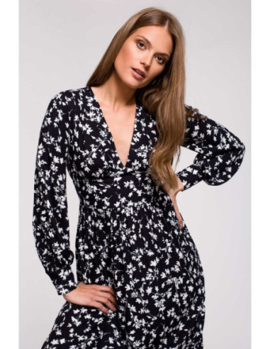 K119 Maksi suknelė su V formos iškirpte ir raštu - 1 modelis 2