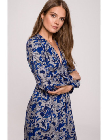 K119 Maksi suknelė su V formos iškirpte ir raštu - 2 modelis 2