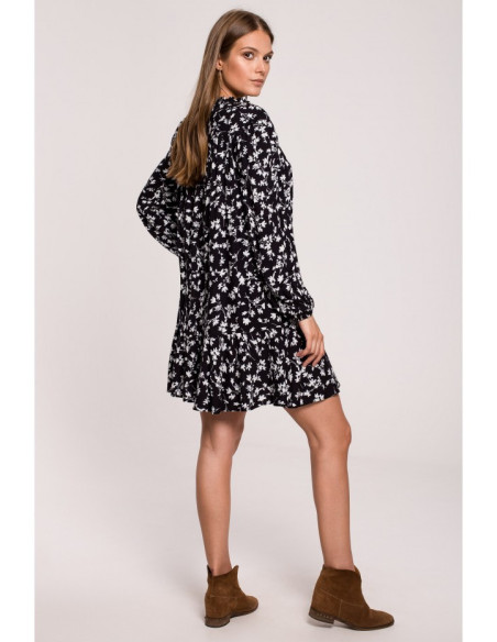 K121 Didelio dydžio suknelė su raukiniais ir raštu - 1 modelis