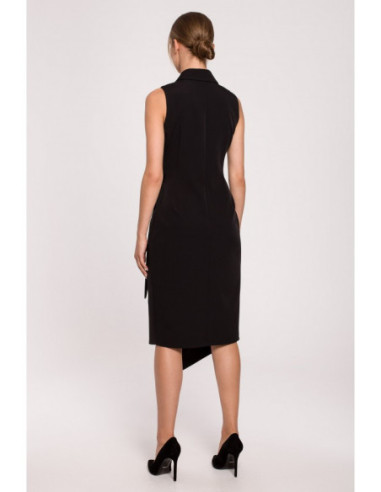 S275 Švarkelio formos suknelė su asimetriška apačia - juoda 2