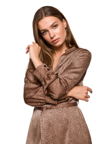 S286 Suknelė su kaklaraiščiu - leopardo raštas - 2 modelis 2