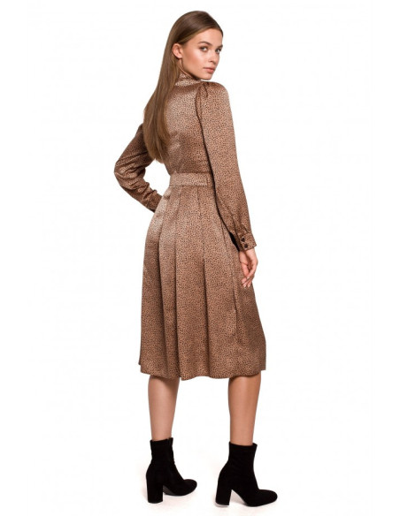 S288 Suknelė su raišteliu ties kaklu - leopardinis raštas - 2 modelis