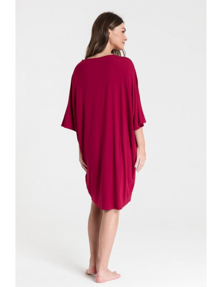 LA071 Naktiniai marškiniai su šikšnosparnio rankovėmis - bordo spalvos