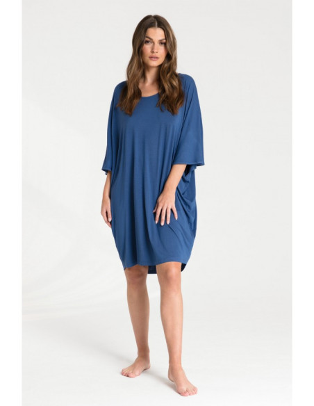 LA071 Naktiniai marškiniai su šikšnosparnio rankovėmis - mėlyni