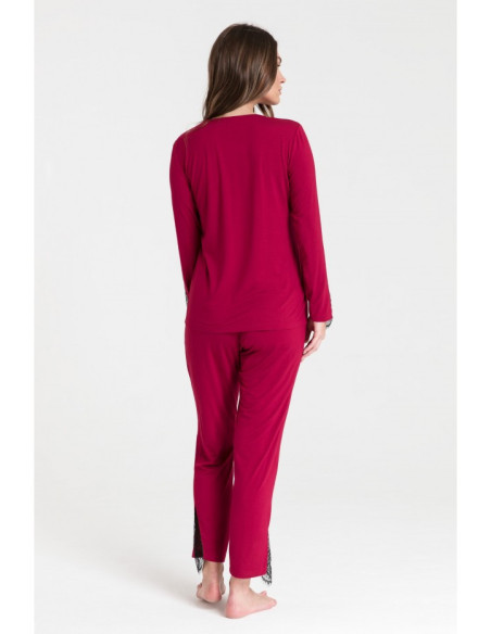 LA072 Miegama palaidinė su nėriniais - bordinė