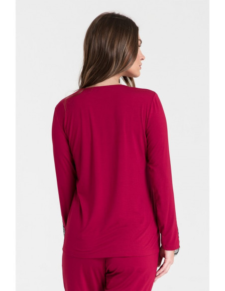 LA072 Miegama palaidinė su nėriniais - bordinė