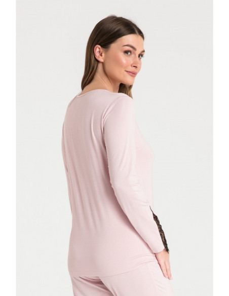 LA072 Miegama palaidinė su nėriniais - rožinė