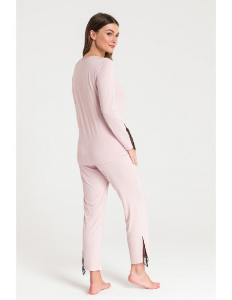 LA072 Miegama palaidinė su nėriniais - rožinė