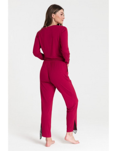 LA073 Nėriniuotos miego kelnės - bordo spalvos 2