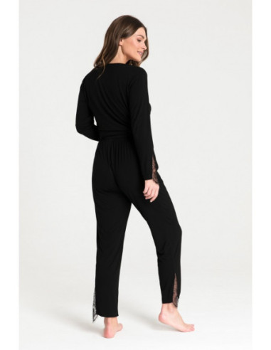 LA073 Nėriniuotos miego kelnės - juodos 2