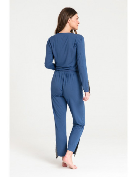 LA073 Nėriniuotos miego kelnės - mėlynos