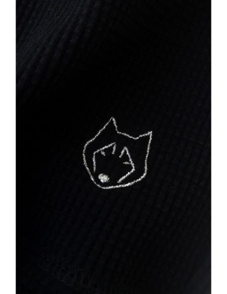 LA074 Vaflinio trikotažo miego šortai - juodi