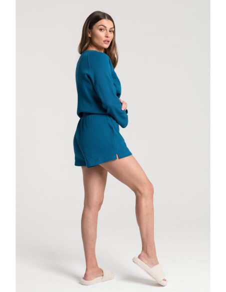 LA074 Vaflinio trikotažo miego šortai - jūriniai