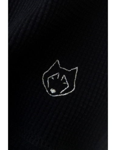 LA075 Megztos vaflinės kelnės - juodos 2