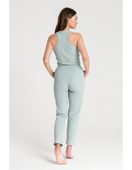 LA075 Megztos vaflinės kelnės - šalavijas