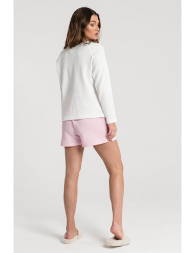 LA076 Megzta vaflinė palaidinė - balta 2