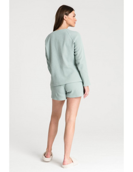 LA076 Megzta vaflinė palaidinė - šalavijas