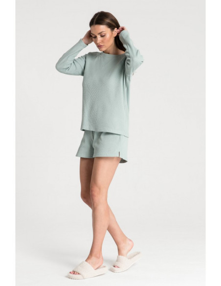 LA076 Megzta vaflinė palaidinė - šalavijas