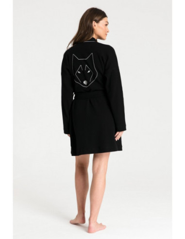 LA078 Trikotažinis chalatas "Wafer" - juodas 2