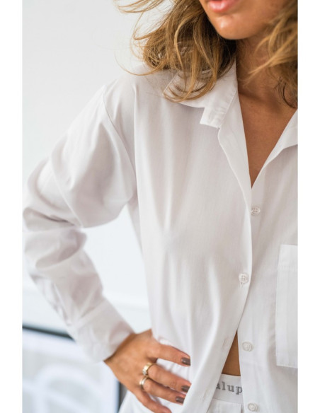 LA079 Klasikiniai marškinėliai miegui ir dienai - balti