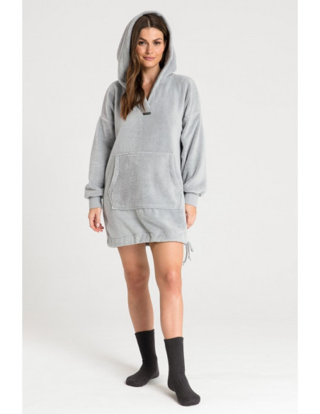 LA081 Pliušiniai oversize tipo džemperiai - pelenų spalvos