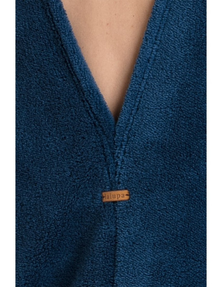 LA082 Pliušinė tunika su iškirpte - tamsiai mėlyna