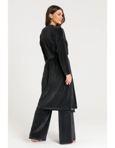 LA087 Chalatas su asimetriška apykakle - grafitinis 2