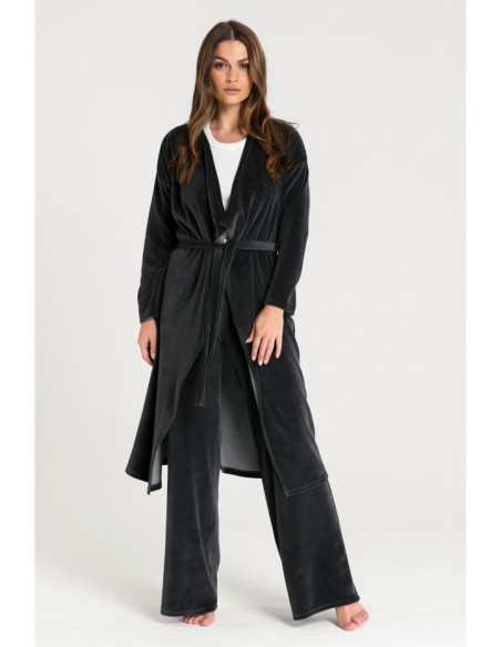 LA087 Chalatas su asimetriška apykakle - grafitinis