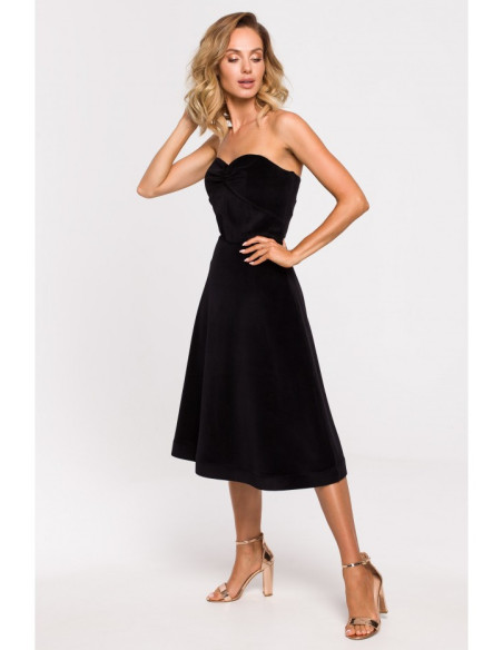 M638 Velūro suknelė su korsetu - juoda