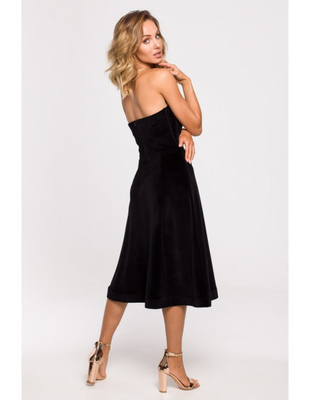 M638 Velūro suknelė su korsetu - juoda