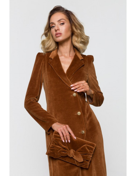 M641 Suknelė su veliūro švarkeliu - konjako spalvos