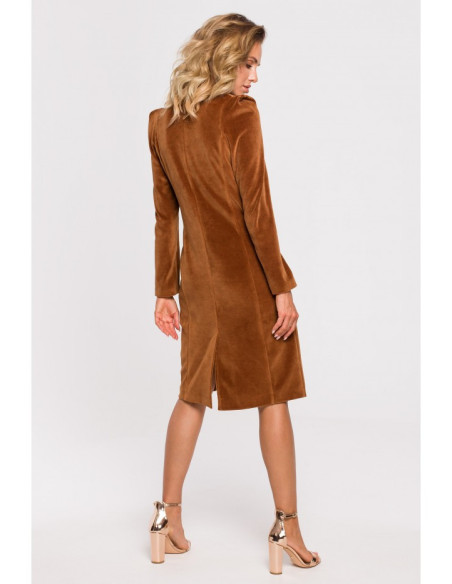 M641 Suknelė su veliūro švarkeliu - konjako spalvos