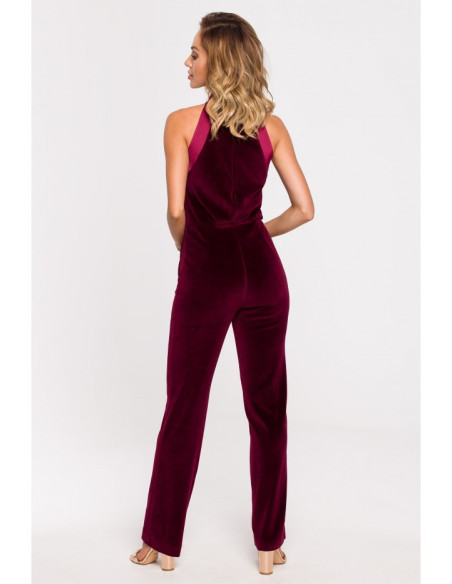 M642 Veliūrinis kombinezonas - bordo spalvos