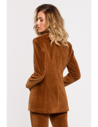 M643 Velūro švarkas su sagomis - konjako spalvos 2