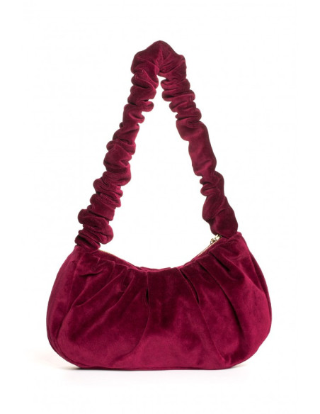 M657 Veliūrinė rankinė per petį - bordo spalvos