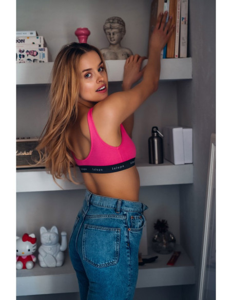 LA096 Sportinė liemenėlė su logotipu - rožinė