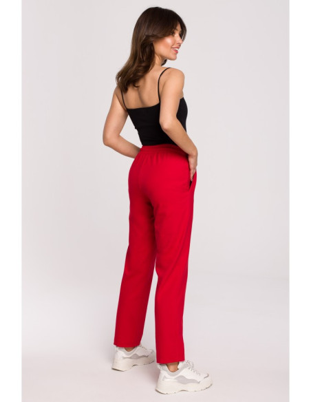 B228 Cigaretės kelnės su elastinga juosta - raudonos spalvos