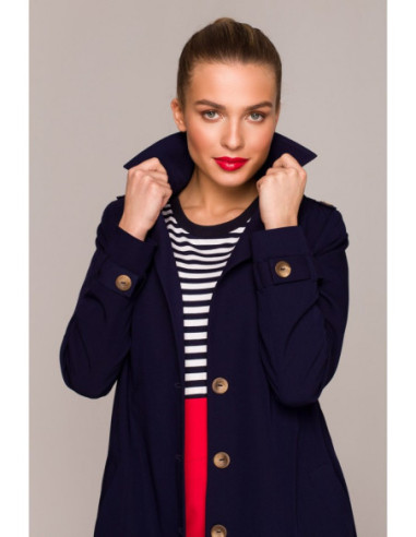 S294 Paltas su kaklaraiščio diržu - tamsiai mėlynas 2