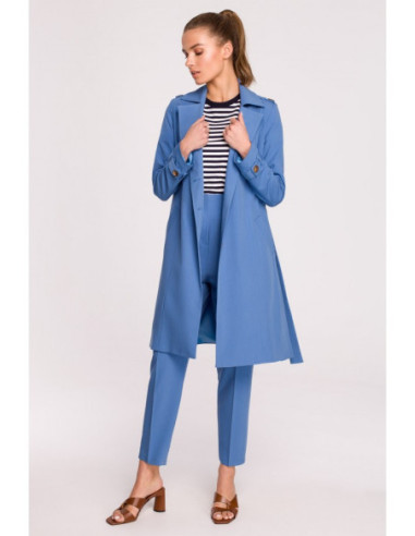 S294 Paltas su kaklaraiščio diržu - mėlynas 2
