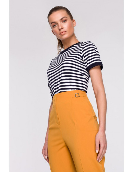 S296 Aukštos kelnės su sagtimis - geltonos spalvos