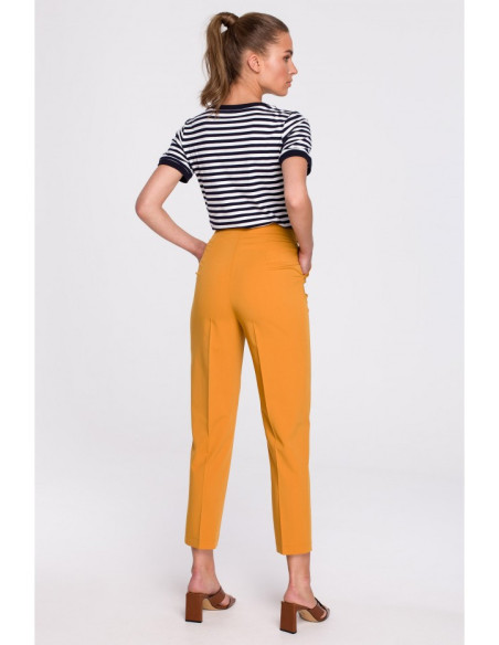 S296 Aukštos kelnės su sagtimis - geltonos spalvos