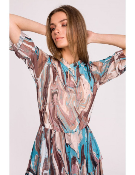 S303 Tinklinė suknelė su trimis raukiniais - 4 modelis