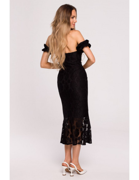 M672 Nėriniuota suknelė - juoda