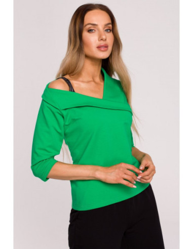 M678 Palaidinė su iškirpte ir apvadais MOE - sultingai žalia 2