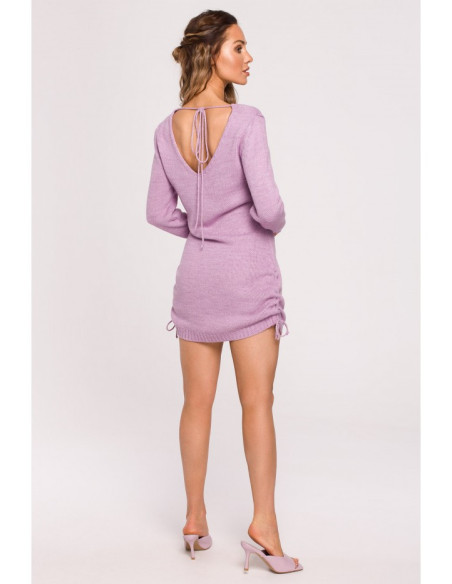 M684 Suknelė su kaklaraiščiu nugaroje - alyvinė