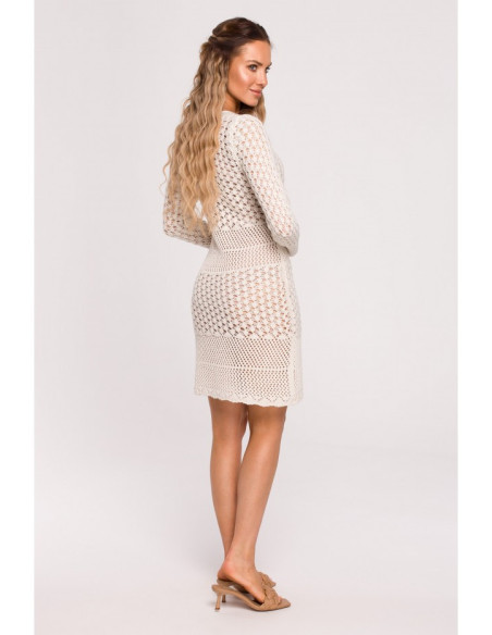 M685 Ažūrinė suknelė - dramblio kaulo spalvos