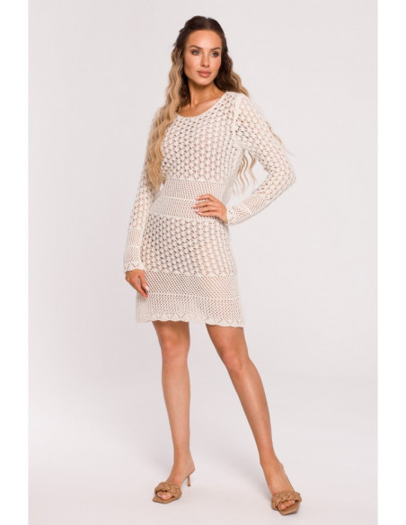M685 Ažūrinė suknelė - dramblio kaulo spalvos